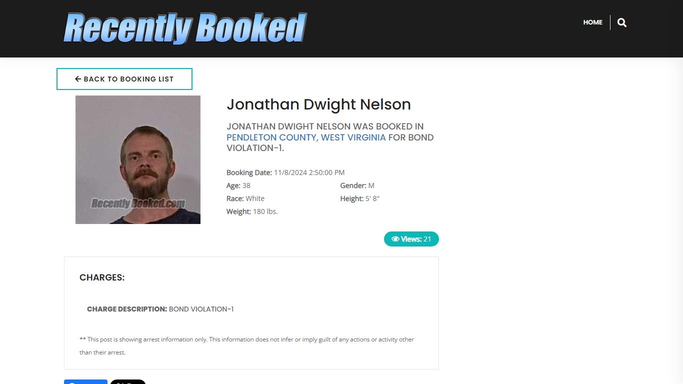 Recent Booking / Mugshot for Jonathan Dwight Nelson in Pendleton County ...